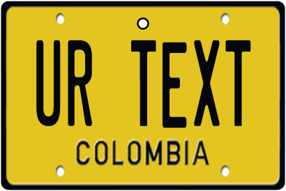 Personalised Colombia License Plate