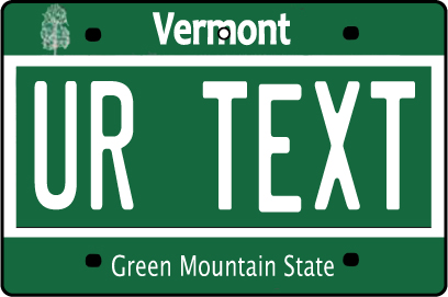 Personalised Vermont License Plate